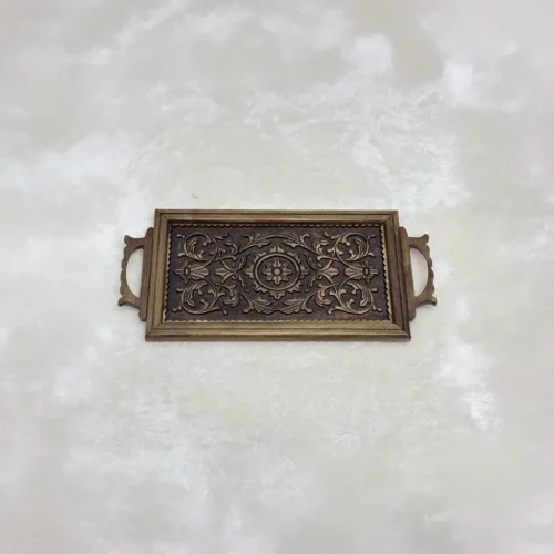 Maraş El Oyma Eskitme Ceviz Servis Tepsisi – 59x27.5 cm Ahşap Antik Sunum Tepsisi Eskitme