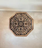 Maraş El Oyma Ceviz Ahşap Yan Sehpa 44x44x46 cm | El Yapımı Dekoratif Sehpa Eskitme - Görsel 3