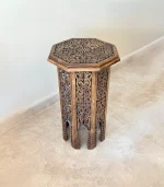 El Oyma Ceviz Ahşap Yan Sehpa 44x44x76 cm | Maraş El İşçiliği Dekoratif Sehpa Eskitme model - Görsel 2