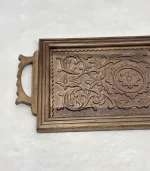 Maraş El Oyma Ceviz Servis Tepsisi – 59x27.5 cm Ahşap Dekoratif Sunum Tepsisi Natural - Görsel 2