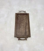 Maraş El Oyma Ceviz Servis Tepsisi – 59x27.5 cm Ahşap Dekoratif Sunum Tepsisi Natural - Görsel 4
