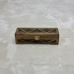 El Oyma Ceviz Ahşap Aksesuar Kutusu – 8x26x7 cm Kadife Kaplı Takı ve Tespih Kutusu | Dekoratif Kutu