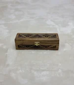 El Oyma Ceviz Ahşap Aksesuar Kutusu – 8x26x7 cm Kadife Kaplı Takı ve Tespih Kutusu | Dekoratif Kutu