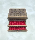 Ceviz Ağacından El Oyma Saat Aksesuar & Tespih Kutusu – 30x36x22 cm | 2 Çekmeceli Koleksiyon Kutusu - Görsel 5