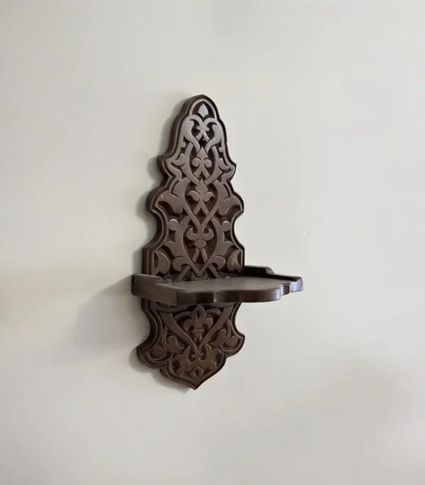 Maraş El Oyma Ceviz Ağacı Kavukluk – 44x21x17.5 cm Duvar Tipi Dekoratif Raf - Görsel 3