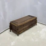 Ceviz El Oyma TV Ünitesi – 4 Çekmeceli Doğal Ahşap Medya Sehpası - 120x50x45 cm