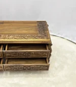 Ceviz El Oyma TV Ünitesi – 4 Çekmeceli Doğal Ahşap Medya Sehpası - 120x50x45 cm - Görsel 4