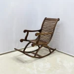 Ceviz Ahşap Sallanır Sandalye – 57x130x120 cm El Yapımı Rahat Oturumlu Ahşap Rocking Chair | Klasik