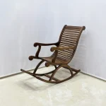 Ceviz Ahşap Sallanır Sandalye – 57x130x120 cm El Yapımı Rahat Oturumlu Ahşap Rocking Chair | Klasik