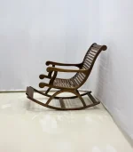 Ceviz Ahşap Sallanır Sandalye – 57x130x120 cm El Yapımı Rahat Oturumlu Ahşap Rocking Chair | Klasik - Görsel 2