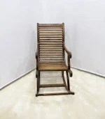 Ceviz Ahşap Sallanır Sandalye – 57x130x120 cm El Yapımı Rahat Oturumlu Ahşap Rocking Chair | Klasik - Görsel 3