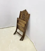 El Oyma Katlanır Ceviz Ahşap Sandalye – 55x50x75 cm Dekoratif El İşçiliği Sandalye | Klasik Model - Görsel 4