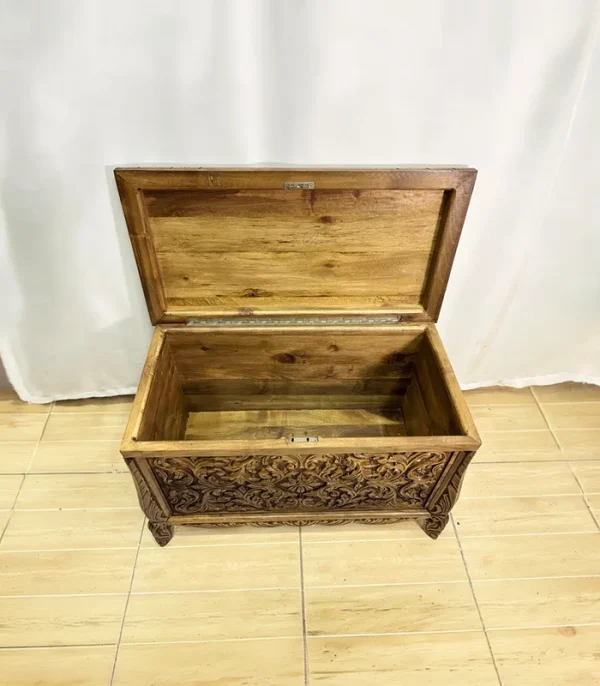 Maraş El Oyma Ceviz Çeyiz Sandık-Ahşap Sandık 83x43x57 cm | Dekoratif Sandık Sultan - Görsel 5