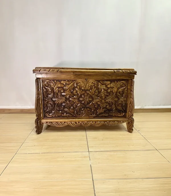 Maraş El Oyma Ceviz Çeyiz Sandık-Ahşap Sandık 83x43x57 cm | Dekoratif Sandık Sultan - Görsel 7
