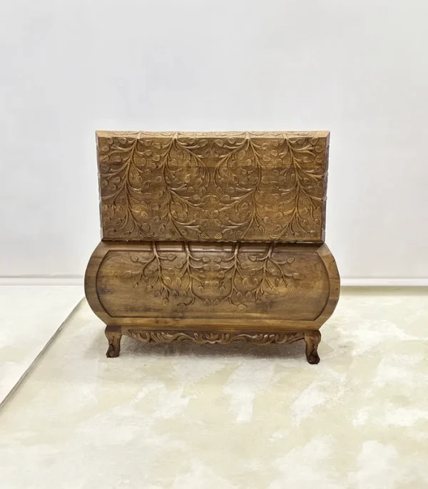 Maraş El Oyma Ceviz Ahşap Çeyiz Sandığı –Ahşap Sandık- 95x50x54 cm | Hayat Ağacı Model - Görsel 6