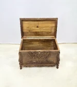 Maraş El Oyma Ceviz Ahşap Çeyiz Sandığı – 83x48x57 Cm Özel Motifli Sandık | Hayat Ağacı Model - Görsel 2