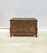 Maraş El Oyma Ceviz Ahşap Çeyiz Sandığı – 83x48x57 Cm Özel Motifli Sandık | Hayat Ağacı Model - Görsel 8