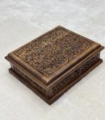 El Oyma Ceviz Ahşap Takı ve Saat Kutusu 12'li - Koleksiyonluk Aksesuar Kutusu 30x36x12 cm - Görsel 5