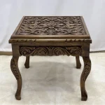 Maraş El Oyma Ceviz Orta Sehpa – 55x55x45 cm Kapaklı Kilitli Ahşap Sehpa