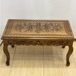 Maraş El Oyma Ceviz Orta Sehpa – 95x50x45 cm Kapaklı Kilitli Sehpa | Ahşap Orta Sehpa