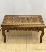 Maraş El Oyma Ceviz Orta Sehpa – 95x50x45 cm Kapaklı Kilitli Sehpa | Ahşap Orta Sehpa