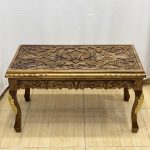 Maraş El Oyma Ceviz Orta Sehpa – 95x50x45 cm Kapaklı Kilitli Sehpa | Natural Model