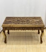 Maraş El Oyma Ceviz Orta Sehpa – 95x50x45 cm Kapaklı Kilitli Sehpa | Natural Model