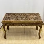 Maraş El Oyma Ceviz Orta Sehpa – 95x50x45 cm Kapaklı Kilitli Sehpa | Natural Model