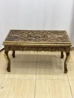 Maraş El Oyma Ceviz Orta Sehpa – 95x50x45 cm Kapaklı Kilitli Sehpa | Natural Model - Görsel 3