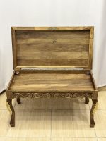 Maraş El Oyma Ceviz Orta Sehpa – 95x50x45 cm Kapaklı Kilitli Sehpa | Natural Model - Görsel 4
