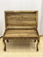 Maraş El Oyma Ceviz Orta Sehpa – 95x50x45 cm Kapaklı Kilitli Sehpa | Natural Model - Görsel 4