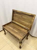 Maraş El Oyma Ceviz Orta Sehpa – 95x50x45 cm Kapaklı Kilitli Sehpa | Natural Model - Görsel 5