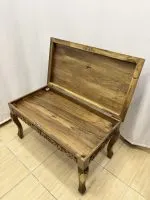 Maraş El Oyma Ceviz Orta Sehpa – 95x50x45 cm Kapaklı Kilitli Sehpa | Natural Model - Görsel 5