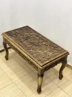 Maraş El Oyma Ceviz Orta Sehpa – 95x50x45 cm Kapaklı Kilitli Sehpa | Natural Model - Görsel 6