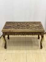 Maraş El Oyma Ceviz Orta Sehpa – 95x50x45 cm Kapaklı Kilitli Sehpa | Natural Model - Görsel 8