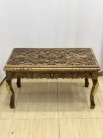 Maraş El Oyma Ceviz Orta Sehpa – 95x50x45 cm Kapaklı Kilitli Sehpa | Natural Model - Görsel 8