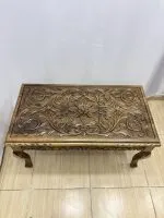 Maraş El Oyma Ceviz Orta Sehpa – 95x50x45 cm Kapaklı Kilitli Sehpa | Natural Model - Görsel 9