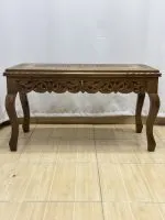 Maraş El Oyma Ceviz Orta Sehpa – 95x50x45 cm Kapaklı Kilitli Sehpa | Natural Model - Görsel 2
