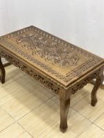 Maraş El Oyma Ceviz Orta Sehpa – 95x50x45 cm Kapaklı Kilitli Sehpa | Ahşap Orta Sehpa - Görsel 3