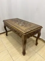 Maraş El Oyma Ceviz Orta Sehpa – 95x50x45 cm Kapaklı Kilitli Sehpa | Ahşap Orta Sehpa - Görsel 8