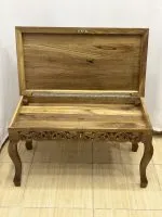 Maraş El Oyma Ceviz Orta Sehpa – 95x50x45 cm Kapaklı Kilitli Sehpa | Ahşap Orta Sehpa - Görsel 7