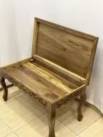 Maraş El Oyma Ceviz Orta Sehpa – 95x50x45 cm Kapaklı Kilitli Sehpa | Ahşap Orta Sehpa - Görsel 6