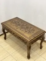 Maraş El Oyma Ceviz Orta Sehpa – 95x50x45 cm Kapaklı Kilitli Sehpa | Ahşap Orta Sehpa - Görsel 5