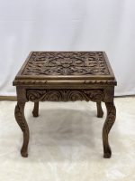 Maraş El Oyma Ceviz Orta Sehpa – 55x55x45 cm Kapaklı Kilitli Ahşap Sehpa - Görsel 9