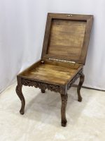 Maraş El Oyma Ceviz Orta Sehpa – 55x55x45 cm Kapaklı Kilitli Ahşap Sehpa - Görsel 6
