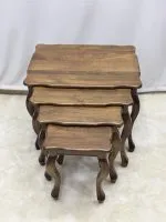 Ceviz Ahşap 4’lü Zigon Sehpa Takımı 65x50x50 cm | Doğal Masif Ahşap Salon Sehpası - Görsel 4