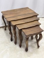 Ceviz Ahşap 4’lü Zigon Sehpa Takımı 65x50x50 cm | Doğal Masif Ahşap Salon Sehpası - Görsel 6