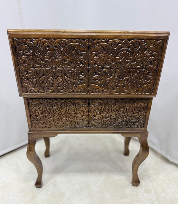 Maraş El Oyma Ceviz Ayaklı Tesbihlik Saatlik Aksesuar Kutusu 77x35x81 cm - Görsel 9